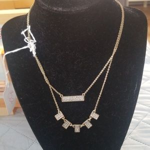 Chloe and Isabel Pavé Bar Convertible Necklace Geometric shapes with clear beads